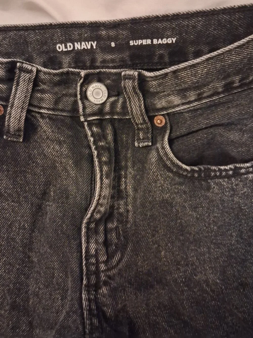 Old Navy Boys Jeans 2 Pairs Size 8 Black And Blue Black Super Baggy Blue Baggy